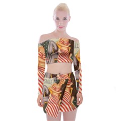Retro 1410650 1920 Off Shoulder Top With Mini Skirt Set