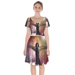 Awesome Dark Fairy In The Sky Short Sleeve Bardot Dress by FantasyWorld7