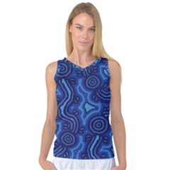 Aboriginal Art - Blue Campsites Women s Basketball Tank Top