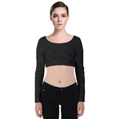 Victorian Paisley Black Velvet Long Sleeve Crop Top by snowwhitegirl