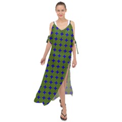 Mod Circles Green Blue Maxi Chiffon Cover Up Dress