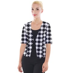 Square Diagonal Pattern Seamless Cropped Button Cardigan by Simbadda