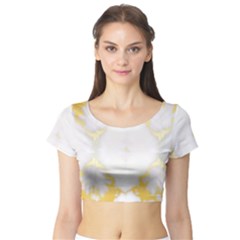 White Marble Pattern By Flipstylez Designs Short Sleeve Crop Top by flipstylezfashionsLLC
