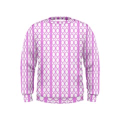 Circles Lines Light Pink White Pattern Kids  Sweatshirt by BrightVibesDesign