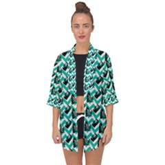 Vintage Camera Chevron Aqua Open Front Chiffon Kimono by snowwhitegirl