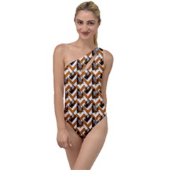 Vintage Camera Chevron Orange To One Side Swimsuit by snowwhitegirl