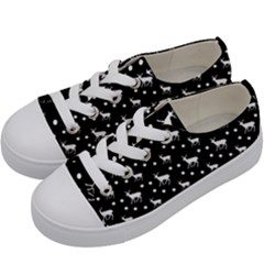 Deer Dots Black Kids  Low Top Canvas Sneakers