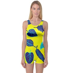 Leaves Pattern Picture Detail One Piece Boyleg Swimsuit