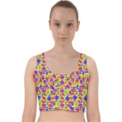 Multicolored Linear Pattern Design Velvet Racer Back Crop Top by dflcprints