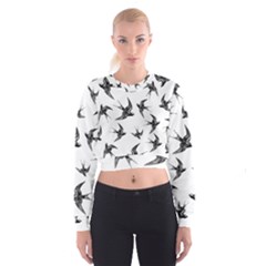 Birds Pattern Cropped Sweatshirt by Valentinaart