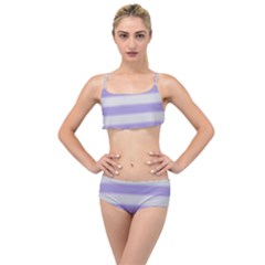 Bold Stripes Soft Purple Pattern Layered Top Bikini Set by BrightVibesDesign