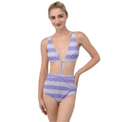 Bold Stripes Soft Purple Pattern Tied Up Two Piece Swimsuit by BrightVibesDesign