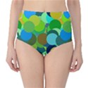 Green Aqua Teal Abstract Circles Classic High-Waist Bikini Bottoms View1
