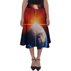Earth Globe Planet Space Universe Perfect Length Midi Skirt by Celenk