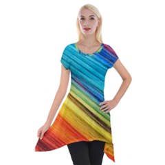 Rainbow Short Sleeve Side Drop Tunic by NSGLOBALDESIGNS2