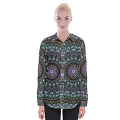Fractal Kaleidoscope Mandala Womens Long Sleeve Shirt