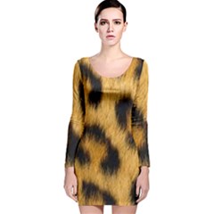 Animal Print Leopard Long Sleeve Velvet Bodycon Dress by NSGLOBALDESIGNS2