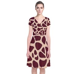 Gulf Lrint Short Sleeve Front Wrap Dress