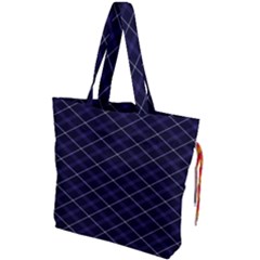 Blue Plaid  Drawstring Tote Bag by dressshop