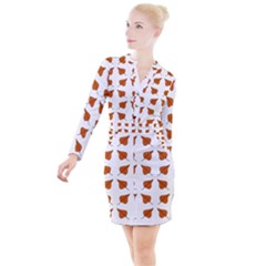 Pattern Fallen Leaves Autumn Button Long Sleeve Dress by Nexatart