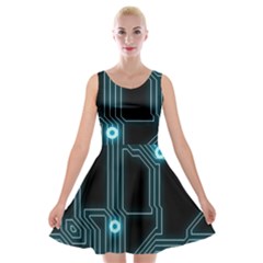 Seamless Repeat Repetitive Velvet Skater Dress by Sapixe