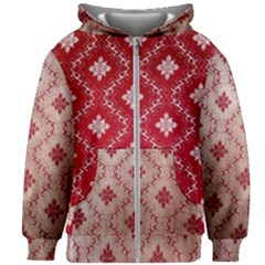 Chorley Weave Red Kids Zipper Hoodie Without Drawstring by DeneWestUK