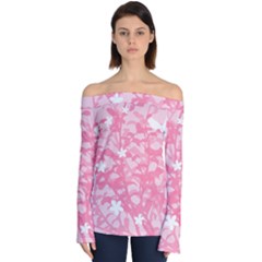 Plant Flowers Bird Spring Off Shoulder Long Sleeve Top