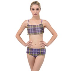 Playing With Plaid Kitten (purple) Halloween Pattern Layered Top Bikini Set by emilyzragz