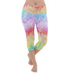 Rainbow Pontilism Background Lightweight Velour Capri Yoga Leggings by Sapixe