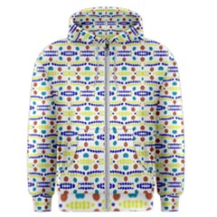 Retro Blue Yellow Brown Teal Dot Pattern Men s Zipper Hoodie by BrightVibesDesign