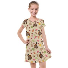 Thanksgiving Turkey Pattern Kids  Cross Web Dress by Valentinaart