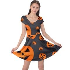 Halloween Pumpkin Autumn Fall Cap Sleeve Dress