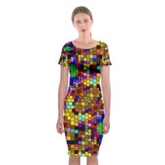Color Mosaic Background Wall Classic Short Sleeve Midi Dress by Sapixe