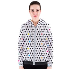 Boston Terrier Dog Pattern With Rainbow And Black Polka Dots Women s Zipper Hoodie by genx