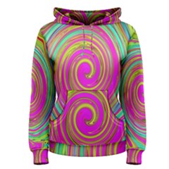 Groovy Abstract Pink, Turquoise And Yellow Swirl Women s Pullover Hoodie by myrubiogarden