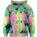 Fluorescent Yellow Smoke Tree With Pink Hydrangea Kids Zipper Hoodie Without Drawstring View1