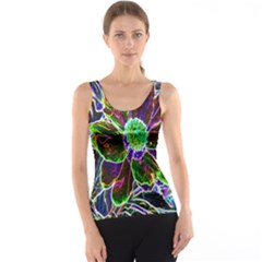 Abstract Garden Peony In Black And Blue Tank Top by myrubiogarden