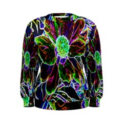 Abstract Garden Peony In Black And Blue Women s Sweatshirt by myrubiogarden