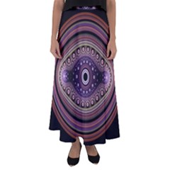 Fractal Pink Eye Fantasy Pattern Flared Maxi Skirt