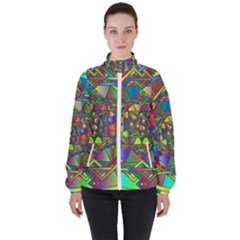 Mandala Star Interlocked High Neck Windbreaker (women) by Wegoenart
