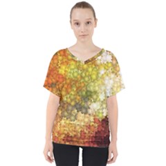 Autumn Kaleidoscope Art Pattern V-neck Dolman Drape Top by Wegoenart