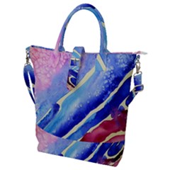 Painting Abstract Blue Pink Spots Buckle Top Tote Bag