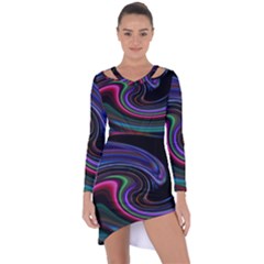 Art Abstract Colorful Abstract Asymmetric Cut-out Shift Dress