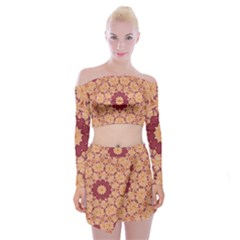 Abstract Art Abstract Background Off Shoulder Top With Mini Skirt Set