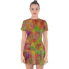 Easter Egg Colorful Texture Drop Hem Mini Chiffon Dress