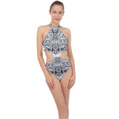Forest Patrol Tribal Abstract Halter Side Cut Swimsuit by Wegoenart