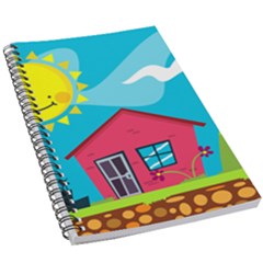 Kawaii Caricature Sun Nature City 5 5  X 8 5  Notebook by Wegoenart