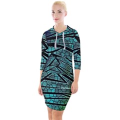 Abstract Background Rainbow Metal Quarter Sleeve Hood Bodycon Dress