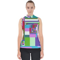 Fractal Gradient Colorful Infinity Art Mock Neck Shell Top by Wegoenart