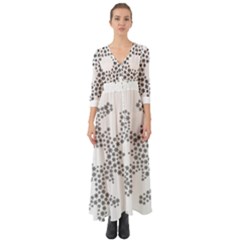 Snowflake Silhouette Fractal Button Up Boho Maxi Dress by Wegoenart